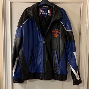 Wilsons Vintage New York Knicks Leather Black & Blue Jacket-Excellent Condition